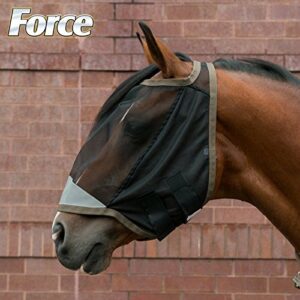 Opti-Force Equine Fly Mask- Horse Fly Mask with UV Protection and Insect Repellent, Adjustable Fit for Comfort- Without Ears XL