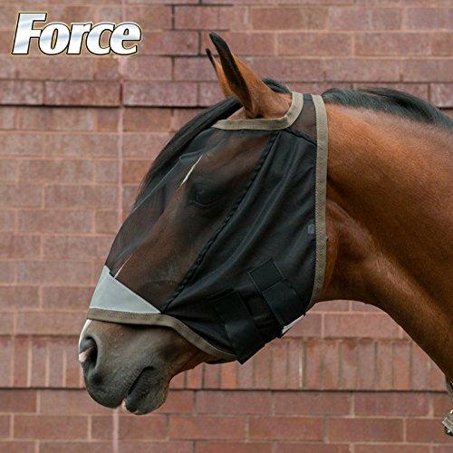 Opti-Force Equine Fly Mask- Horse Fly Mask with UV Protection and Insect Repellent, Adjustable Fit for Comfort- Without Ears XL