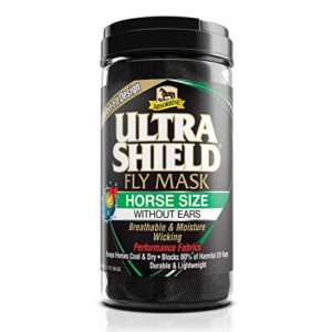 absorbine ultrashield equine fly mask, uv protection, horse size without ears