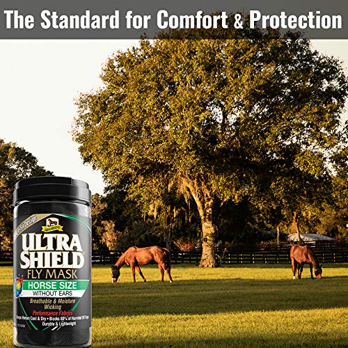 Absorbine UltraShield Equine Fly Mask, UV Protection, Horse Size Without Ears