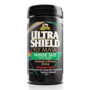 absorbine ultrashield equine fly mask, uv protection, horse size with ears