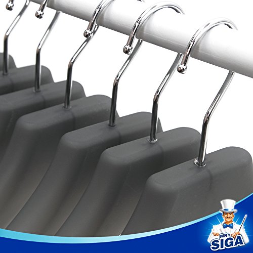 MR.SIGA Plastic Extra Wide Suit Hangers, Pack of 12, Width: 15.5" x 1.4" Depth, Notched Shoulders & Swivel Hooks, Translucent Grey