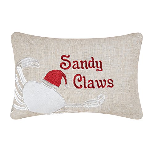 C&F Home Sandy Claws Embroidered Petite Christmas Pillow 8 x 12 Multi