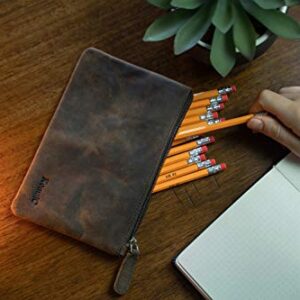 Leather Pencil pouch pen case zippered pencil case Sleeve Elegant and pratical gift for artists. Perfect for office,college by KomalC