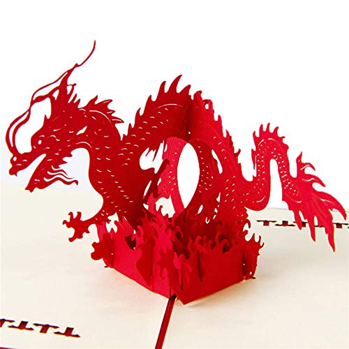 HUNGER Handmade 3D Pop Up Chinese Dragon Birthday Cards Creative Greeting Cards Papercraft