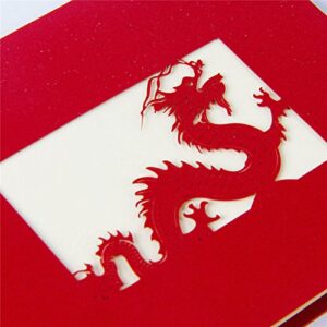 HUNGER Handmade 3D Pop Up Chinese Dragon Birthday Cards Creative Greeting Cards Papercraft