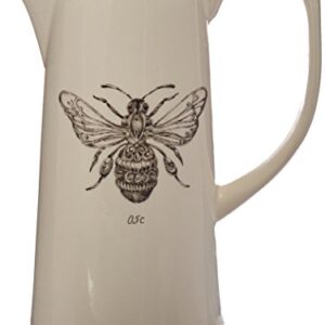 Creative Co-Op White Ceramic Pitcher with Bee Image