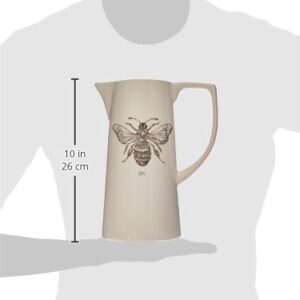 Creative Co-Op White Ceramic Pitcher with Bee Image