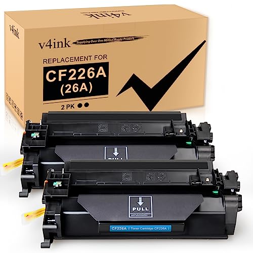 v4ink 2PK Compatible 26A Toner Cartridge Replacement for HP 26A CF226A Toner Cartridge Black Ink for HP Pro M402n M402dn M402dne M402dw MFP M426fdw M426fdn M426dw M402 M426 Printer New Version