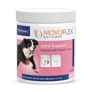 movoflex dog hip & joint support for large dogs - veterinarian formulated - one chew a day serving size - gluten free - 60 soft chews
