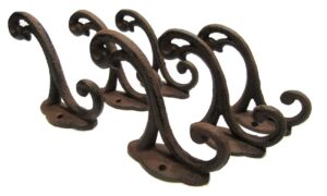 cast iron coat hat hooks 3 inch set of 6 double hook rustic antique style