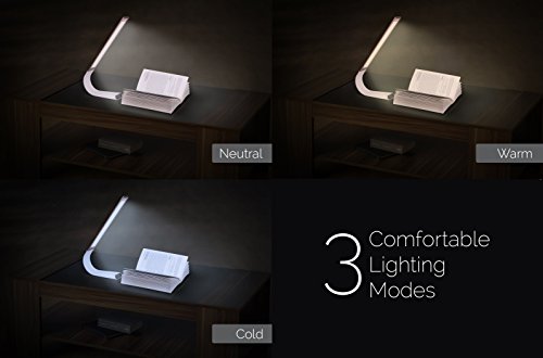 Luxe Cordless Eye Friendly LED Desk Lamp, USB Rechargeable, Up to 40 Hours of Continuous Light, Touch Control, 6 Brightness Levels, 3 Light Modes, 360 Adjustable Modern Design, Portable (Space Gray)