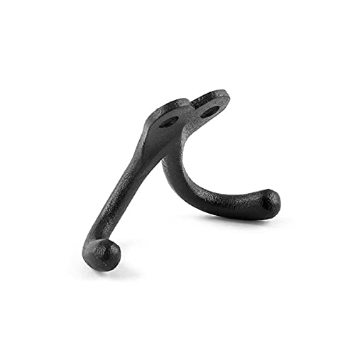 Renovators Supply Bathroom Hooks 2 in. Black Cast Iron Wall Mount Double Hooks for Hanging Robe, Towel, Hat, with Mounting Hardware Pack of 3