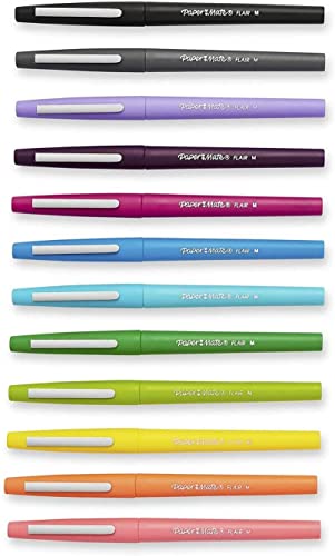 Paper Mate 1928605 Point Guard Flair Bullet Point Stick Pen, Assorted Colors, 7Mm, 12/Set (Pap1928605)