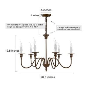 LNC 25.6" Farmhouse Chandelier, 6-Light Fixture for Dining & Living Room, Foyer, Entryway and Bedroom (Oil Rubbed Brown)