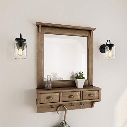 LNC Wall Sconce Mason Jar Lights Farmhouse and Rustic with Oil Rubbed Bronze for Hallway Bathroom, (7.1”L×4.7”W×8.7”H), A02979
