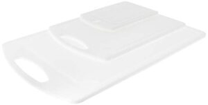 neoflam white cutting board set - 3 piece - kitchen foundations, plastic, basic, dishwasher safe, bpa-free, drip juice groove, handle