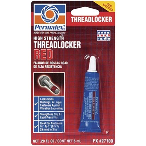 Permatex 27100 High Strength Threadlocker Red .20 oz Tube