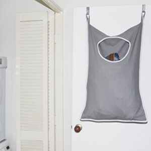 Urban Mom Door Hanging Laundry Hamper with Stainless Steel Hooks (Gray)