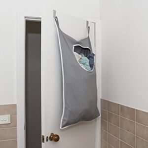 Urban Mom Door Hanging Laundry Hamper with Stainless Steel Hooks (Gray)