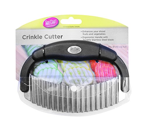 Tablecraft H6610 Crinkle Cutter Single Blade with Plastic Handle, Small, Black