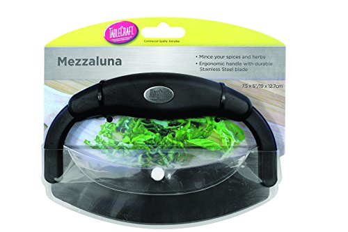 Tablecraft H6611 Mezzaluna Single Blade with Plastic Handle, Small, Black