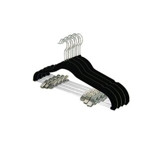 uniware® flocked suede hanger with pants hanger (set of 12, black)