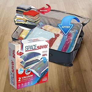 Spacesaver Vacuum Storage Bags (Jumbo 2 Pack) Save 80% on Clothes Storage Space - Vacuum Sealer Bags for Comforters, Blankets, Bedding, Clothing - Compression Seal for Closet Storage. Pump for Travel.