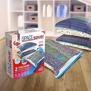 Spacesaver Vacuum Storage Bags (Jumbo 2 Pack) Save 80% on Clothes Storage Space - Vacuum Sealer Bags for Comforters, Blankets, Bedding, Clothing - Compression Seal for Closet Storage. Pump for Travel.