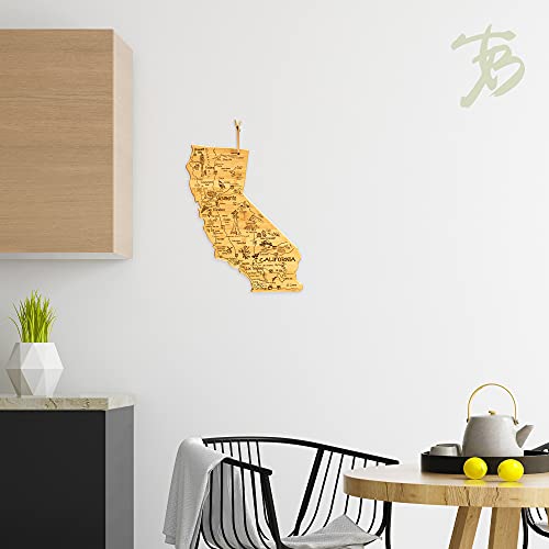 Totally Bamboo Destination California State Shaped Serving and Cutting Board, Includes Hang Tie for Wall Display