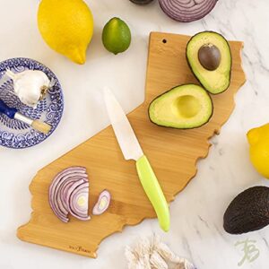 Totally Bamboo Destination California State Shaped Serving and Cutting Board, Includes Hang Tie for Wall Display