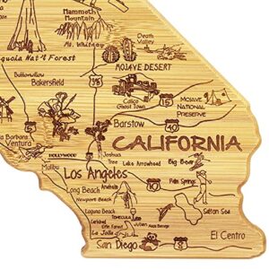 Totally Bamboo Destination California State Shaped Serving and Cutting Board, Includes Hang Tie for Wall Display