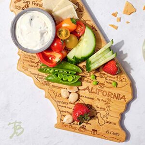 Totally Bamboo Destination California State Shaped Serving and Cutting Board, Includes Hang Tie for Wall Display