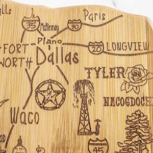 Totally Bamboo Destination Texas State Shaped Serving and Cutting Board, Includes Hang Tie for Wall Display