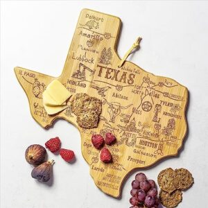 Totally Bamboo Destination Texas State Shaped Serving and Cutting Board, Includes Hang Tie for Wall Display