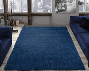 sweethome stores cozy collection plush luxurious solid navy solid design (5' x 7') shag living room & bedroom area rug