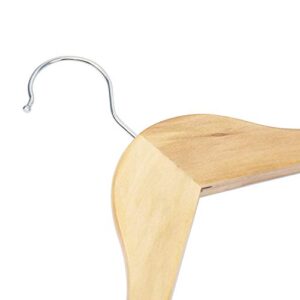 Tosnail 12-Pack Wooden Pant Hanger, Wooden Suit Hangers with Steel Clips and Hooks, Natural Wood Collection Skirt Hangers, Standard Clothes Hangers