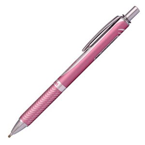 Pentel Energel Alloy RT Gel Pen Medium Point Metal Tip Ballpoint Pen Black ink + Refill (Pink Body)