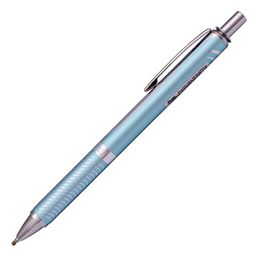 Pentel Energel Alloy RT Gel Pen Medium Point Metal Tip Ballpoint Pen Black ink + Refill (Sky blue Body)