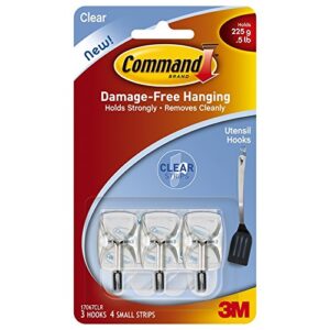 command damage free hanging 3 hooks, 4 small strips (17067clr), pack 1 pcs.