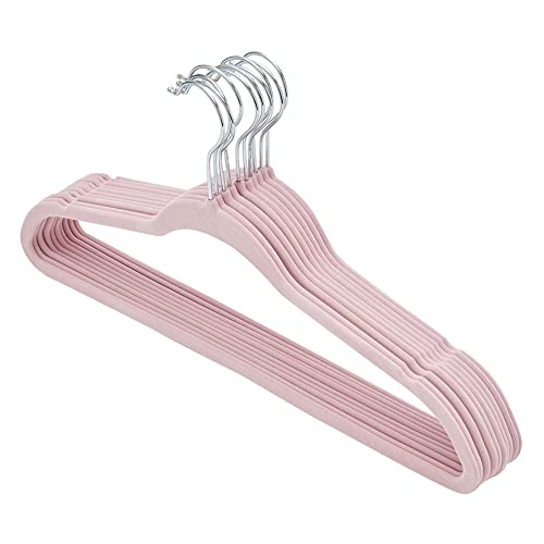 Sunbeam Velvet Slim 10 Piece Hangers, Pink