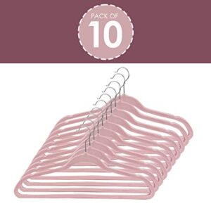 Sunbeam Velvet Slim 10 Piece Hangers, Pink