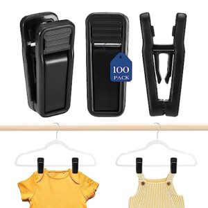 house day plastic hanger clips, strong pinch grip clips for use with slim-line clothes hangers, finger clips (100pcs black)