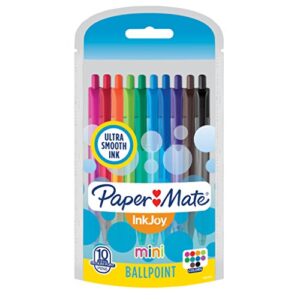 paper mate inkjoy mini retractable ballpoint pens, medium point, assorted, 10 pack (1951383)