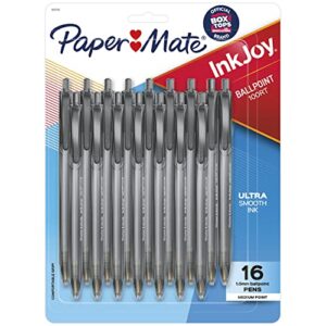 paper mate inkjoy 100rt retractable ballpoint pens, medium point, black, 16 pack (1952705)