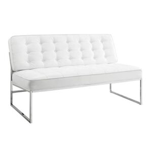 osp home furnishings anthony armless loveseat, white faux leather with chrome base