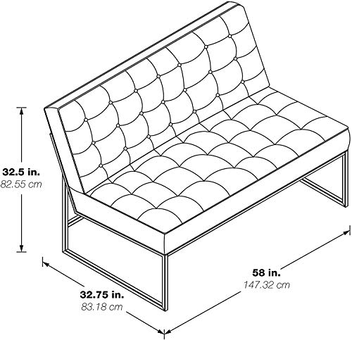 OSP Home Furnishings Anthony Armless Loveseat, White Faux Leather with Chrome Base