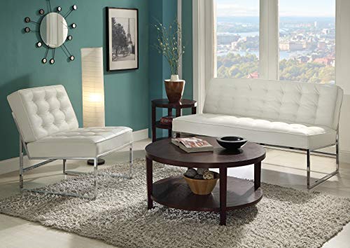 OSP Home Furnishings Anthony Armless Loveseat, White Faux Leather with Chrome Base