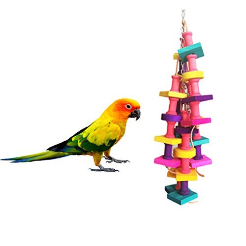 Keersi Natural Wood Bird Chew Toy for Medium Large Parrot Conure Macaw African Grey Amazon Cockatoo Amazon Budgies Parakeet Cockatiel Lovebird Finch Cage