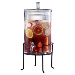 beverage dispenser w/stand cold glass drink container- 2.5 gallon capacity jug, leak-proof acrylic spigot in gift box, for parties & entertaining